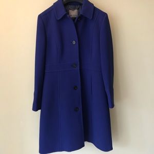 J. Crew Double Cloth Wool Coat - Cobalt, 6P (EUC)